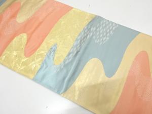 アンティーク 霞に草葉・古典柄織り出し袋帯(着用可)